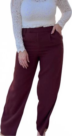 Skies Are Blue Clothing Off To Brunch Trouser In Red