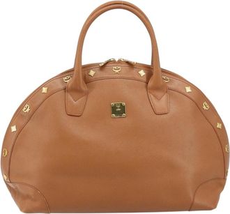 MCM Vintage Handbag Leather Brown Leather Handbag (Pre-Owned)