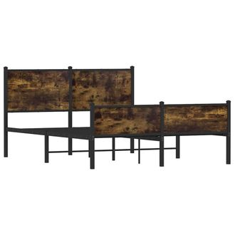 Berkfield Home Metal Bed Frame without Mattress Smoked Oak 140x190 cm in Brown