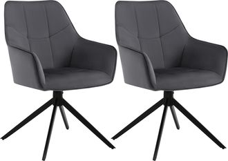 Woltu Juego De 2 Sillas De Comedor Con Patas De Metal. Respaldo Y Asiento Giratorio. En Terciopelo Gris Oscuro - Woltu