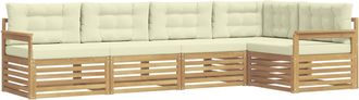 vidaXL Conjunto De Sof&aacute;s De Exterior 6 Uds. Blanco Y Crema Poli&eacute;ster Vidaxl