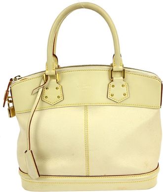 Louis Vuitton Suhali Lockit Handbag Leather Ecru Leather Handbag (Pre-Owned)