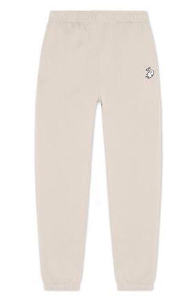 Dalix Heartly Ghost Midweight Relaxed Fleece Track Pants in Bone at Nordstrom, Size Xx-Large