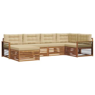 vidaXL Conjunto De Sof&aacute;s De Exterior Con Coj&iacute;n 6 Pcs Natural Y Beige Vidaxl