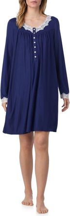 Eileen West Long Sleeve Short Nightgown in Navy at Nordstrom, Size X-Small