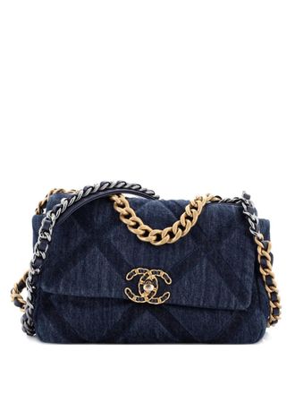 Chanel 19 Flap Bag Quilted Denim Medium shoulder bag - Blauw