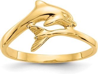 Diamond2Deal 14k Yellow Gold Dolphin Ring