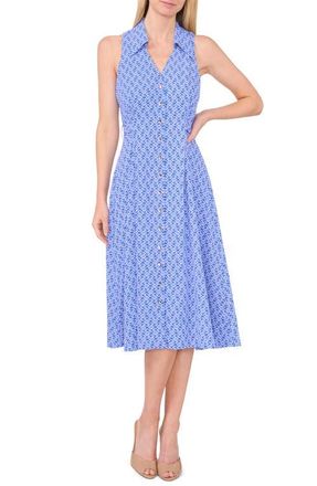 CeCe by Cynthia Steffe Print Sleeveless Midi Shirtdress in Tropic Night at Nordstrom, Size 10