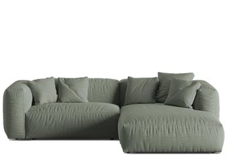 MICADONI Modulares 3-Sitzer Design Ecksofa Martina - Strukturstoff Moosgr&uuml;n