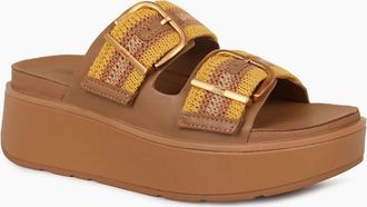 FitFlop Fitflop Womens Max Buckle Stripe Sandals - Brown - Size: 6.5