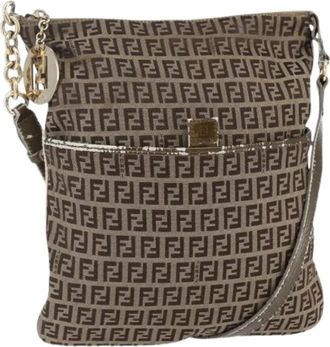 Fendi Pre-owned Cross Body Bags, female, Beige, Size: ONE SIZE Pre-owned Vintage Canvas Cross Body Bag