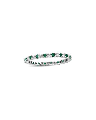 Suzy Levian 14K 0.55 Ct. Tw. Diamond & Emerald Eternity Ring