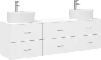 vidaXL Juego De Muebles De Ba&ntilde;o 3 Uds. Blanco 62,5 X 44,5 X 50 Cm Vidaxl