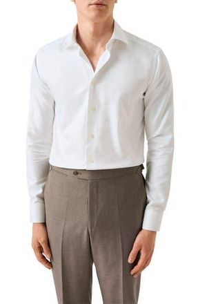 Eton Contemporary Fit Textured Stripe Cotton Dress Shirt in White at Nordstrom Rack, Size 17.5