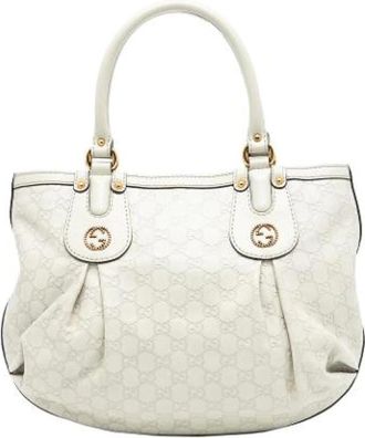 Gucci Pre-owned Handbags, female, White, Size: ONE SIZE Pre-owned Vintage Leather Handbag