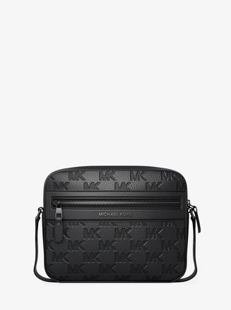 Michael Kors Jet Set Logo Embossed Leather Crossbody Bag