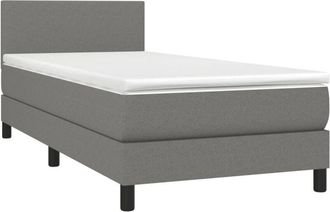 vidaXL Cama Box Spring Con Colch&oacute;n Tela Gris Oscuro 100x200 Cm Vidaxl
