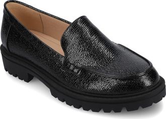 Journee Collection Ericka Lug Sole Platform Loafer - Wide Width in Black Lizard at Nordstrom Rack, Size 9.5