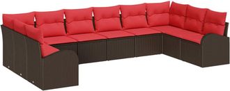 vidaXL Conjunto De Sof&aacute;s De Jard&iacute;n 10 Uds. Marr&oacute;n Y Rojo Vidaxl