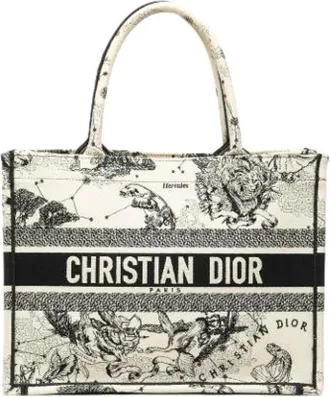 Dior Pre-owned Tote Bags, female, White, Size: ONE SIZE Pre-owned Embroidered Canvas Tote