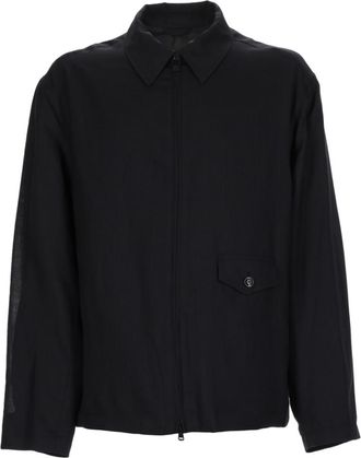Our Legacy Black Solid Shirt Collar Jacket