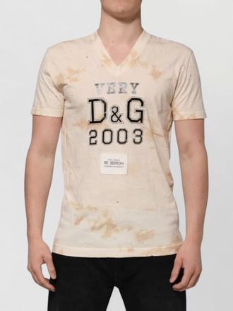 Dolce & Gabbana cotton logo print short sleeve v-neck t-shirt