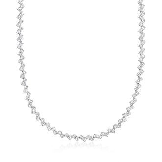 Ross-Simons CZ Zigzag Necklace in Sterling Silver
