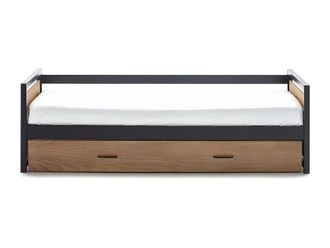 Vente-Unique BOSTON Industrial Trundle Bed - 2 X 90 X 190 Cm - MDF, Pine & Metal in Light Oak | Size: Single