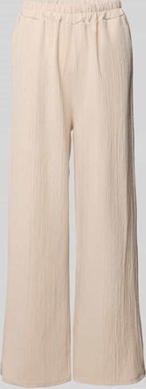 Zabaione Wide Leg Stoffhose mit Strukturmuster Modell Jo44laa in Beige, Gr&ouml;&szlig;e XXL