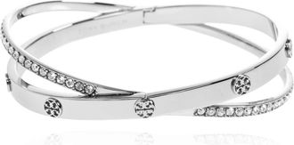 Tory Burch Armband met schitterende kristallen - Dames - Armbanden - Grijs - S - Accessoires