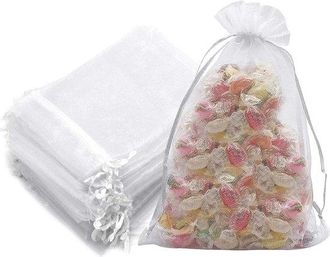 No Brand Bolsas De Organza - Bolsas Para Regalos De Joyer&iacute;a - Envoltorio De Regalo - Juego De 30 Unidades - 20 X 30 Cm - Blanco