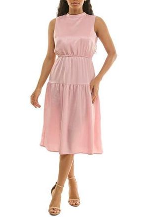 Nina Leonard Sleeveless Back Bow Tiered Dress in Rose Pink at Nordstrom Rack, Size X-Large