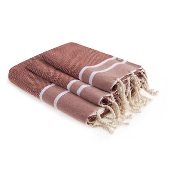 Febronie Futa set de ba&ntilde;o (1+2) algod&oacute;n rojo tejas 100x200+2(50x80)