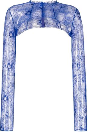 Off-white lace cropped top - women - Polyamide/Viscose - 38 - Blue