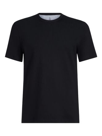 Brunello Cucinelli T-shirt girocollo a coste - Nero