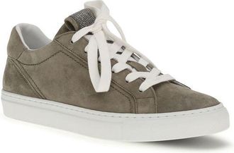 Brunello Cucinelli Womens Gray Calf Leather Bos Taurus Sneakers
