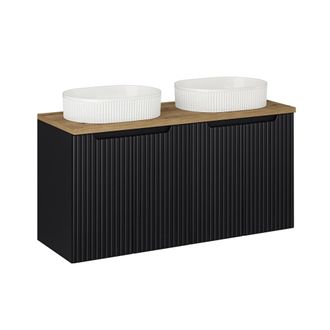 Petits Meubles Mueble doble lavabo 120cm 4 puertas paneles de melamina y mdf negro