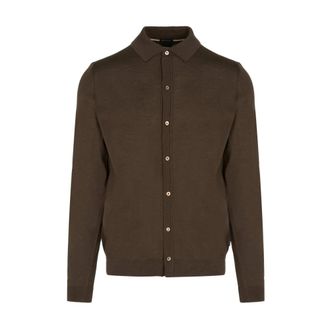 HUGO BOSS Cardigans, male, Green, L, Helbert Knit Jumper