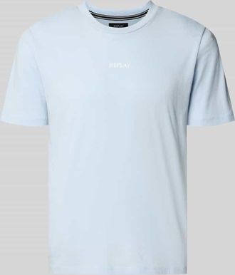 Replay Regular Fit T-Shirt mit Logo-Print in Hellblau, Gr&ouml;&szlig;e XXL