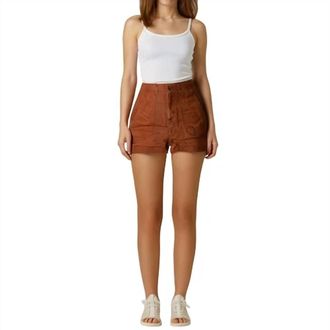 Bella Dahl Cuffed Hem High Rise Utility Lyocell/linen Short In Brown
