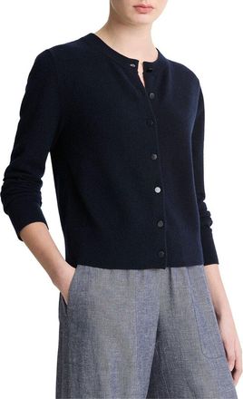 Vince Wool & Cashmere-Blend Tipped Half Moon Cardigan