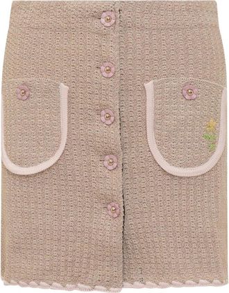 Cormio Gebreide Korte Rok - Dames - Korte rokken - Beige - 2XS - Rokken