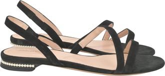 Nicholas Kirkwood Casati Pearl-Heeled Sandals in Black Suede