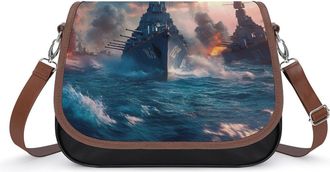 Generic The World of Warships Ship Small Womens Crossbody Bags Shoulder Handbag with Adjustable Strap for Travel