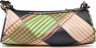 Vivienne Westwood Cylindrical Vivienne Westwood Shoulder Bag with Multicolor Plaid Pattern