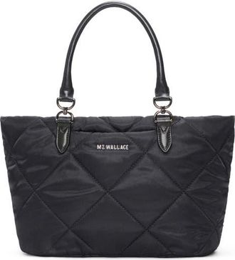 MZ Wallace Small Madison East/West Quilted Nylon Tote in Black at Nordstrom