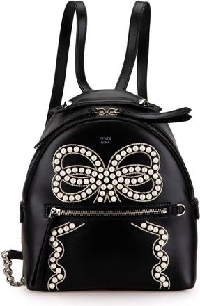 Fendi Pre-owned Fendi Mini By The Way Leather Ribbon Pearl Backpack Ladies 8BZ038