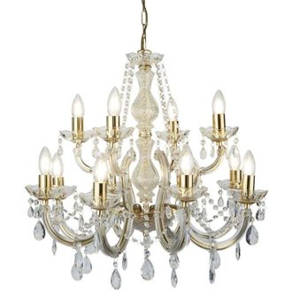 Searchlight Marie Therese - Lampadario Cristallo Finitura Ottone Lucido 12 Luci, E14 - Searchlight