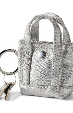 Lands End Mini Canvas Tote Charm in Metallic Silver at Nordstrom