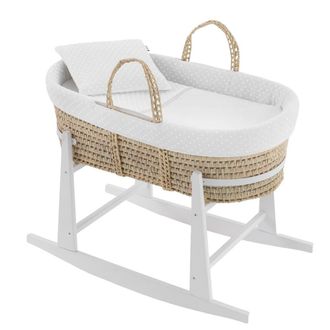 Cambrass Mois&eacute;s de mimbre acolchado + patas lacadas en blanco 39x80x61 cm crudo